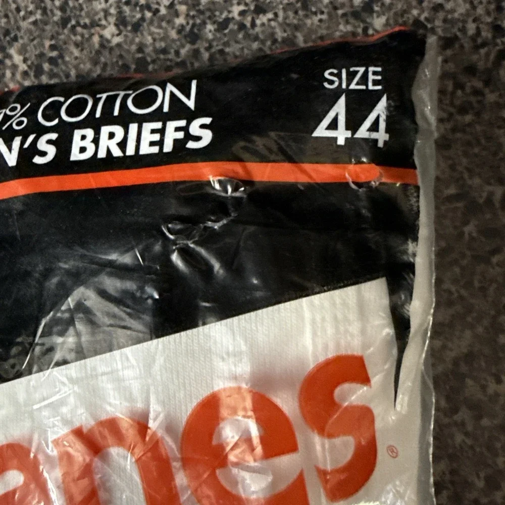 Vintage‎ 90s Hanes Mens Briefs 3 Pack NOS  Size 44 White Cotton